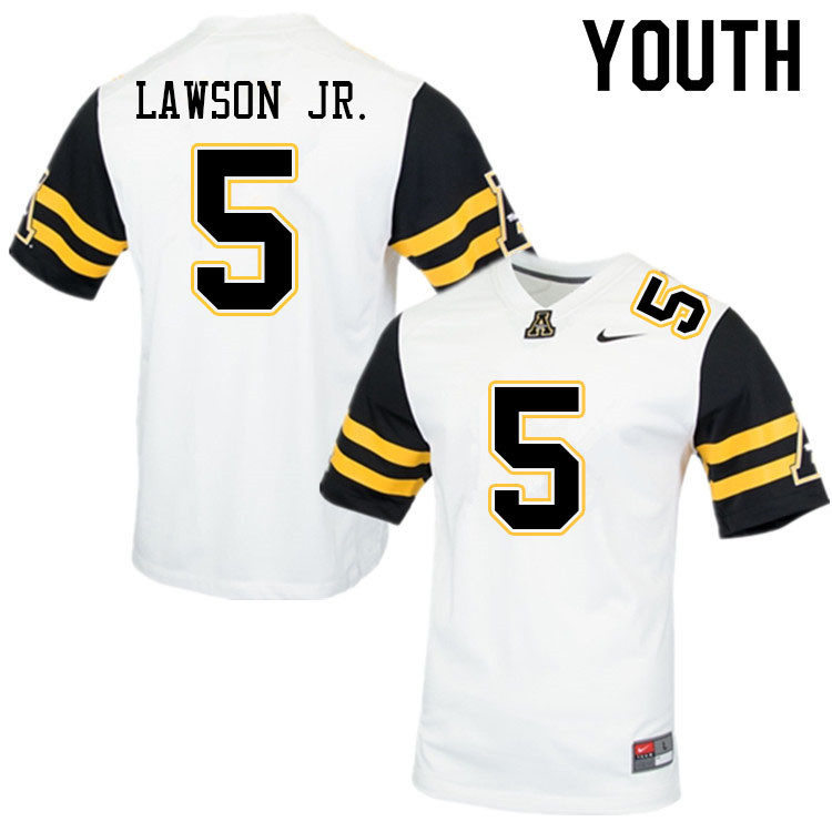 Youth #5 Dexter Lawson Jr. Appalachian State Mountaineers College Football Jerseys Sale-White